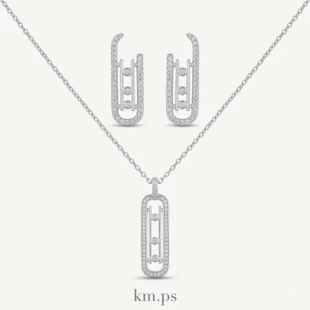 طقم ميسيكا مفتوح زركون فضي onesize: onesize