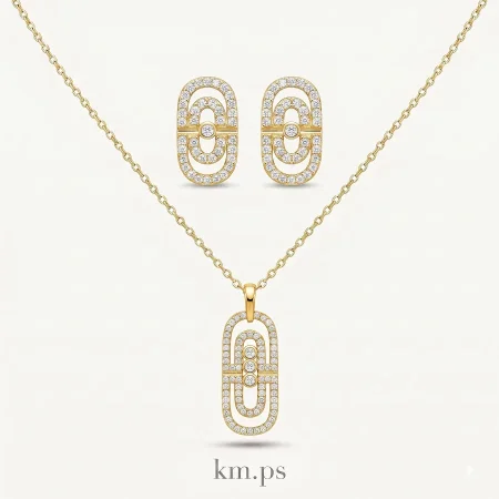 طقم ميسيكا حلقتين زركون ذهبي onesize: onesize