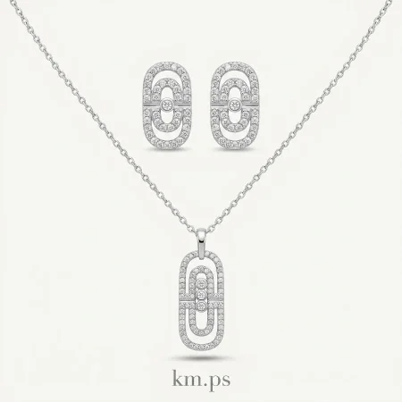 طقم ميسيكا حلقتين زركون فضي onesize: onesize
