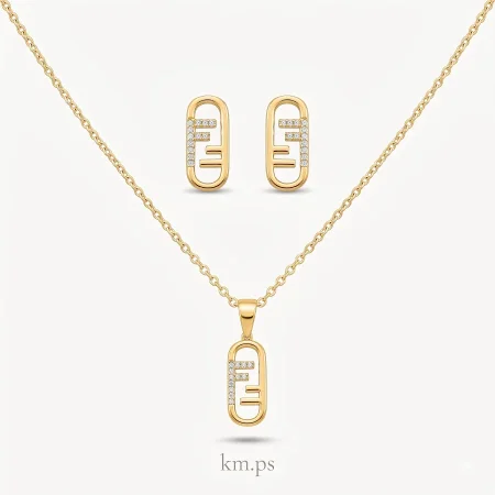 طقم فندي Fendi ناعم زركون ذهبي onesize: onesize