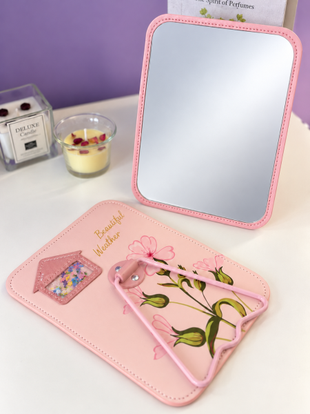 مرآة قابلة للطي بتصميم أنيق – Floral Mirror
